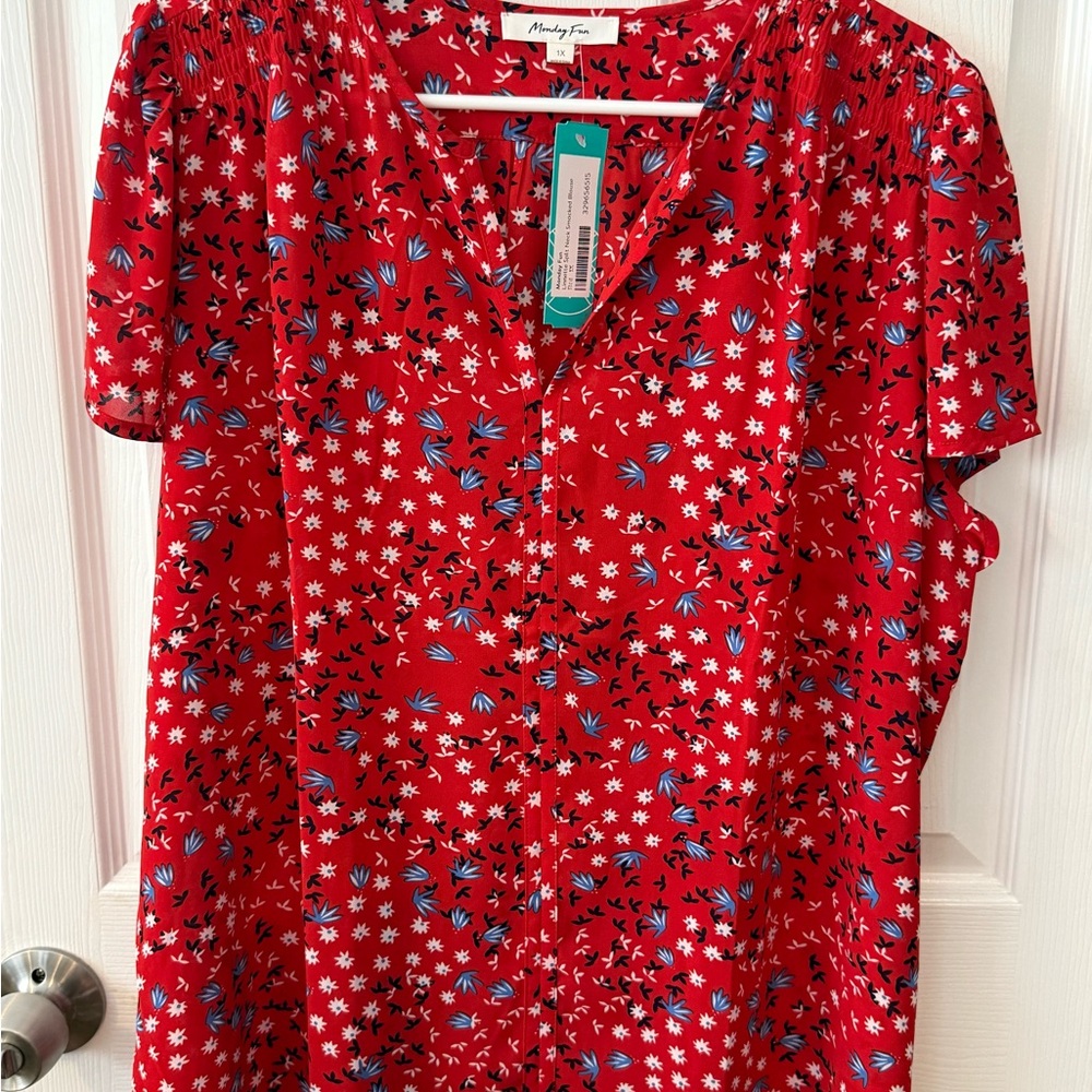 Red Floral Blouse
